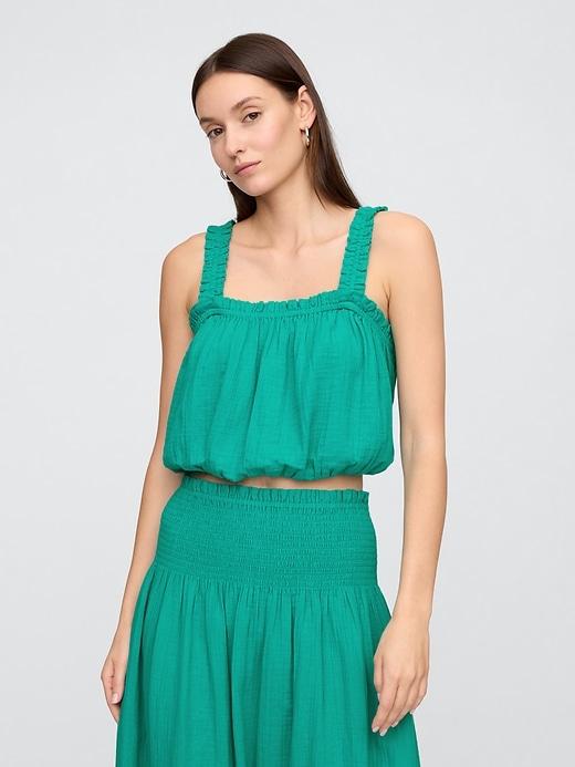 gauze bubble tank top