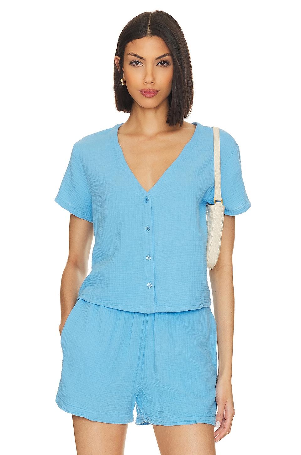 gauze button down top