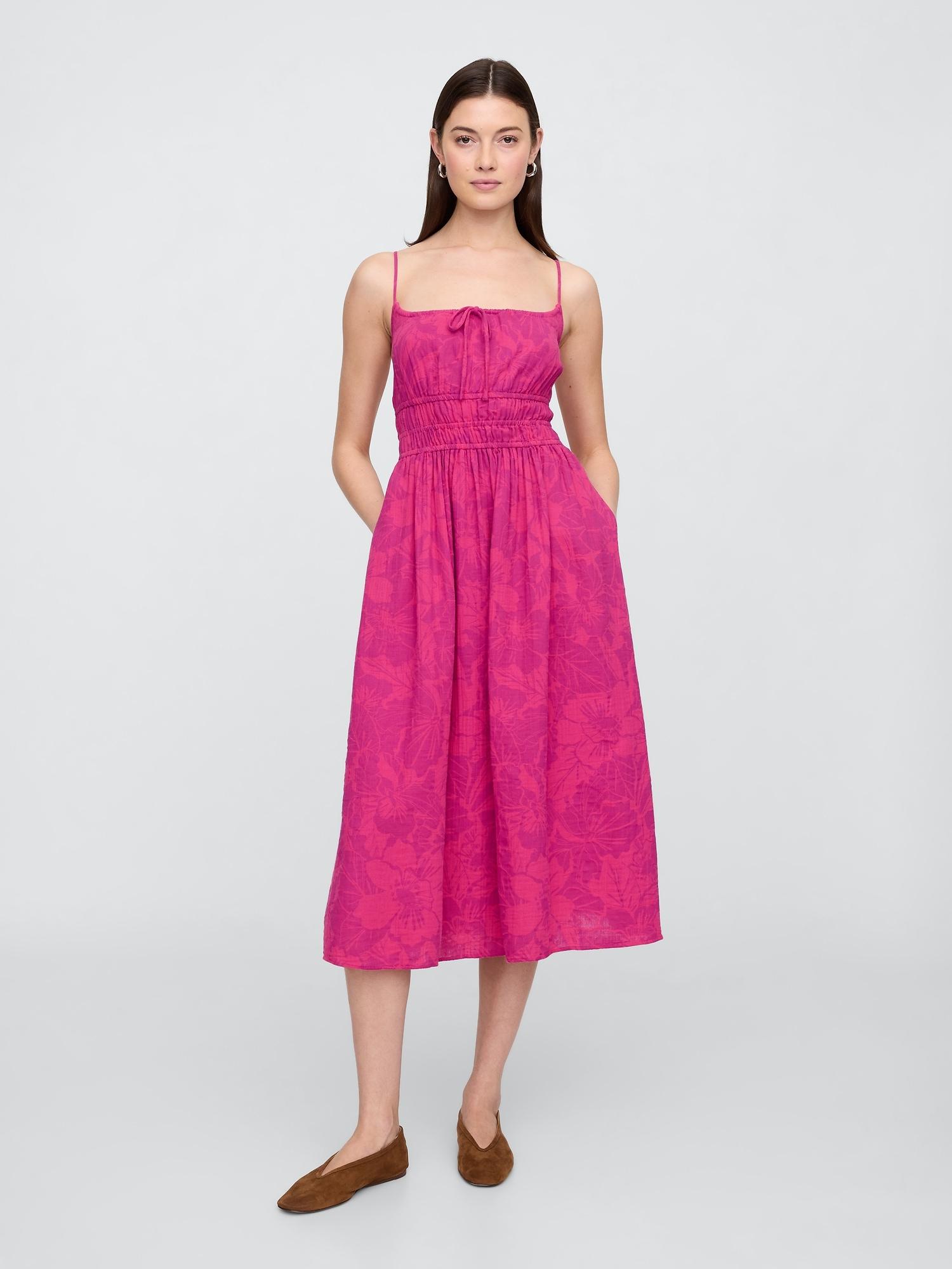 gauze tie-front maxi dress