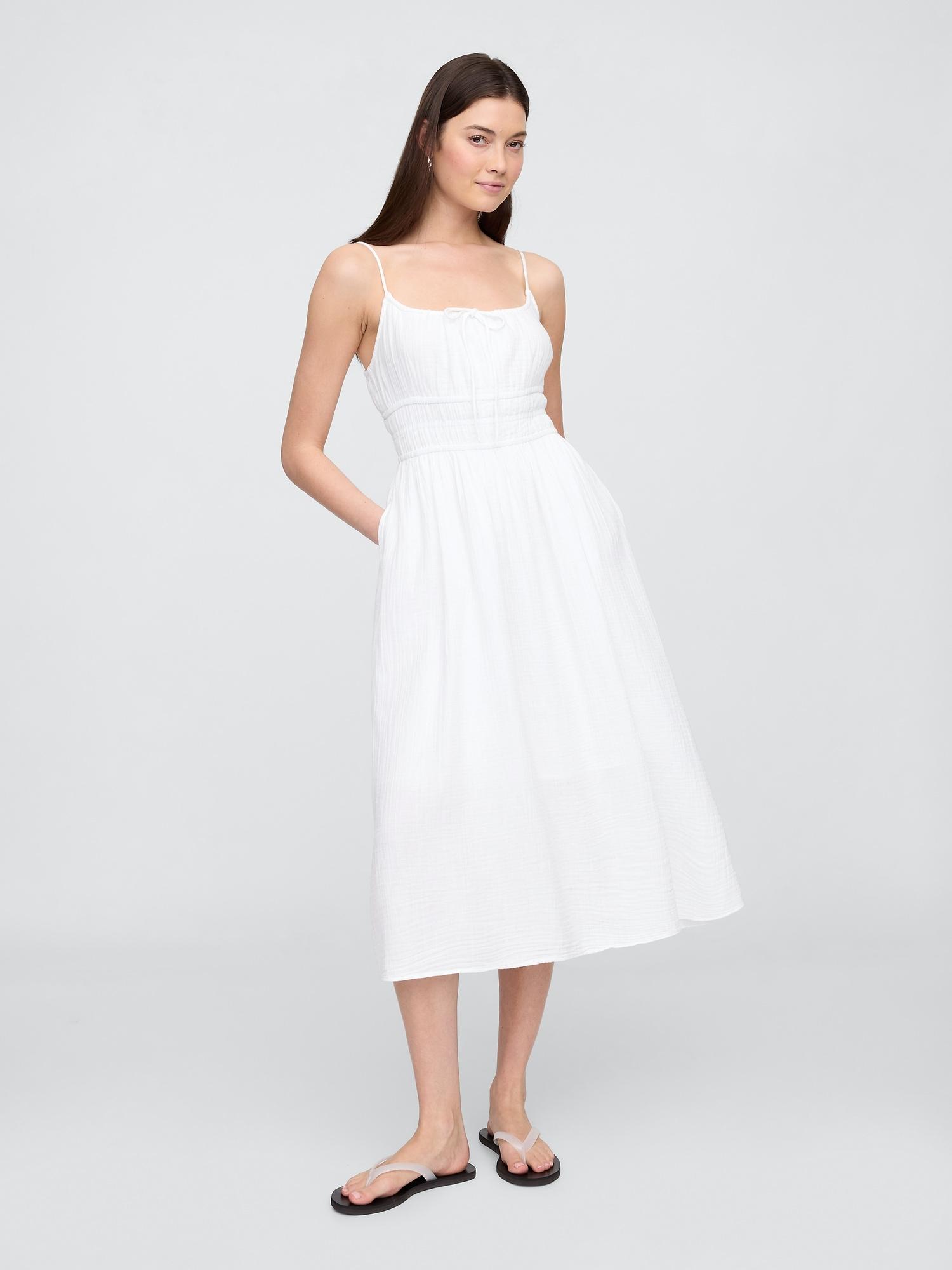 gauze tie-front maxi dress