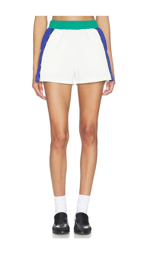 gcds color block short in white.