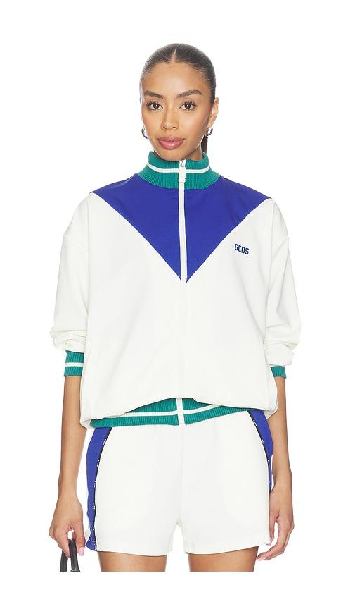 gcds color block track jacket in white.