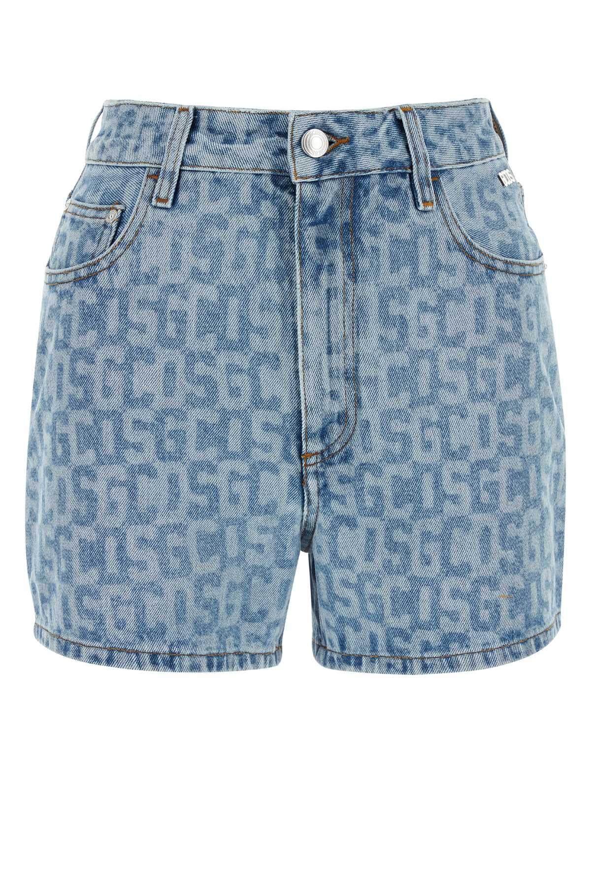 gcds printed denim shorts