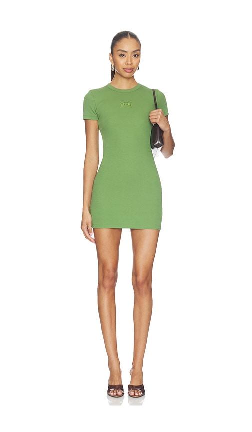 gcds rib logo lounge dress in green.
