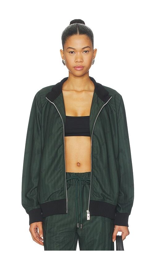 gcds triacetate pinstripe track jacket in dark green.