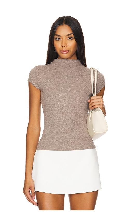geel gem cap sleeve top in taupe. - size l (also in s, xs, m, xl)