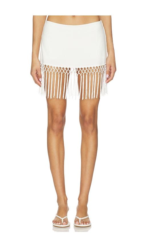 geel x revolve aria tassel skirt in white.