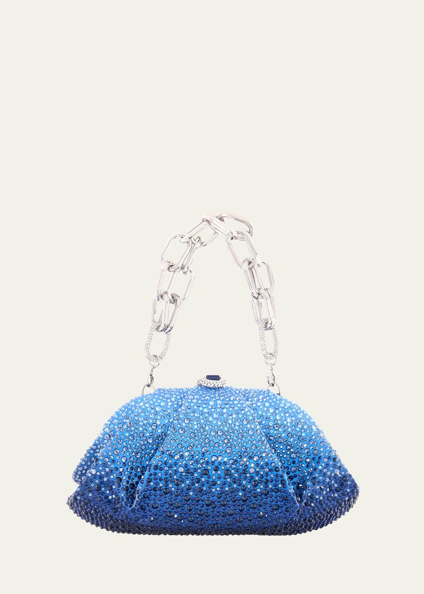 gemma pleated ombré crystal top-handle bag