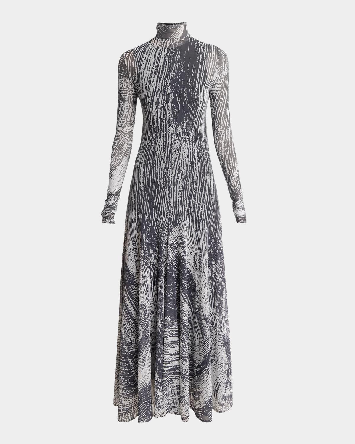 gemma printed tulle jersey dress