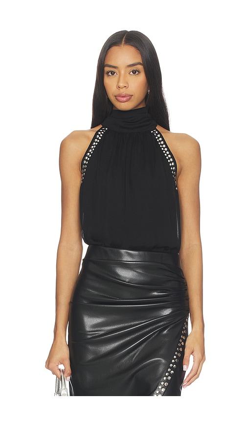 generation love brenna studded halter blouse in black.