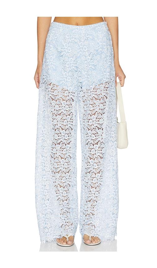 generation love cleo two tone lace pants in blue.