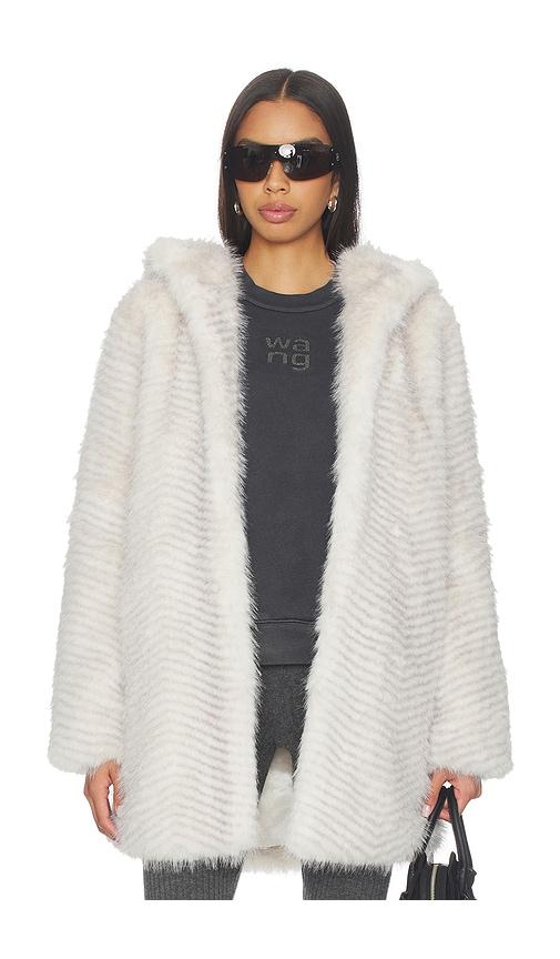 generation love eden faux fur coat in cream.