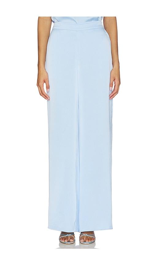 generation love kelela hammered satin pants in blue.