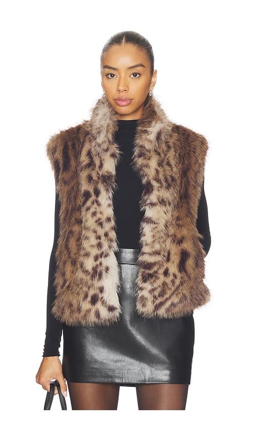 generation love liona leopard faux fur vest in brown.