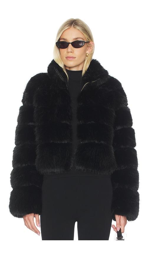 generation love lyla faux fur jacket in black.
