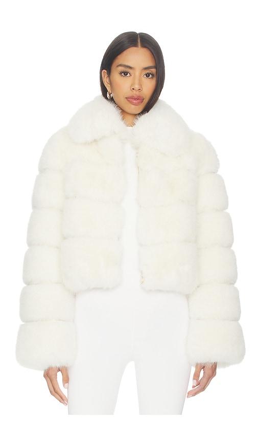 generation love madison faux fur jacket in white.