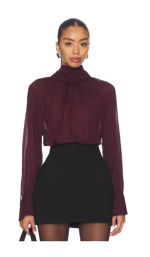 generation love noor crystal blouse in burgundy.