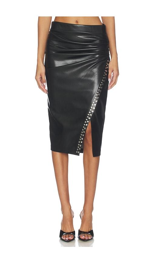 generation love regina studded faux leather skirt in black.