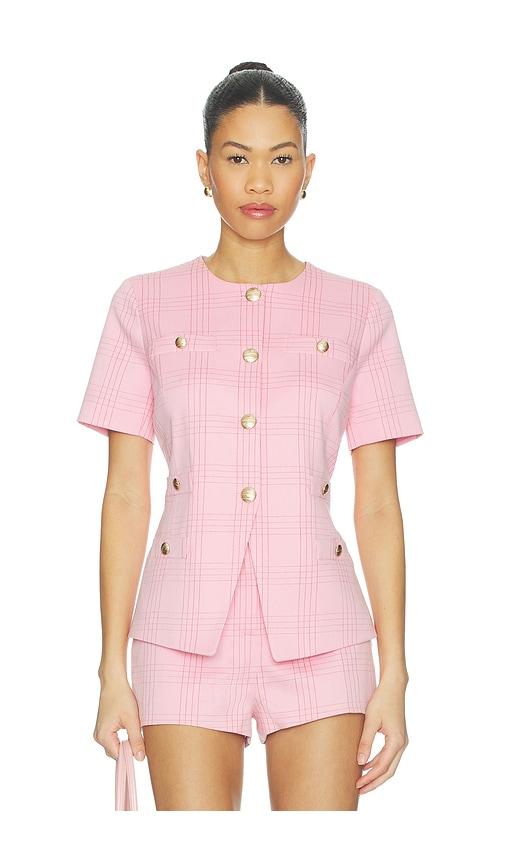 generation love reyes windowpane suiting jacket in pink.