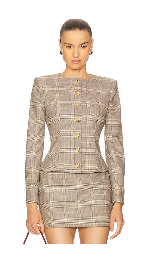 generation love sirus plaid jacket in grey.
