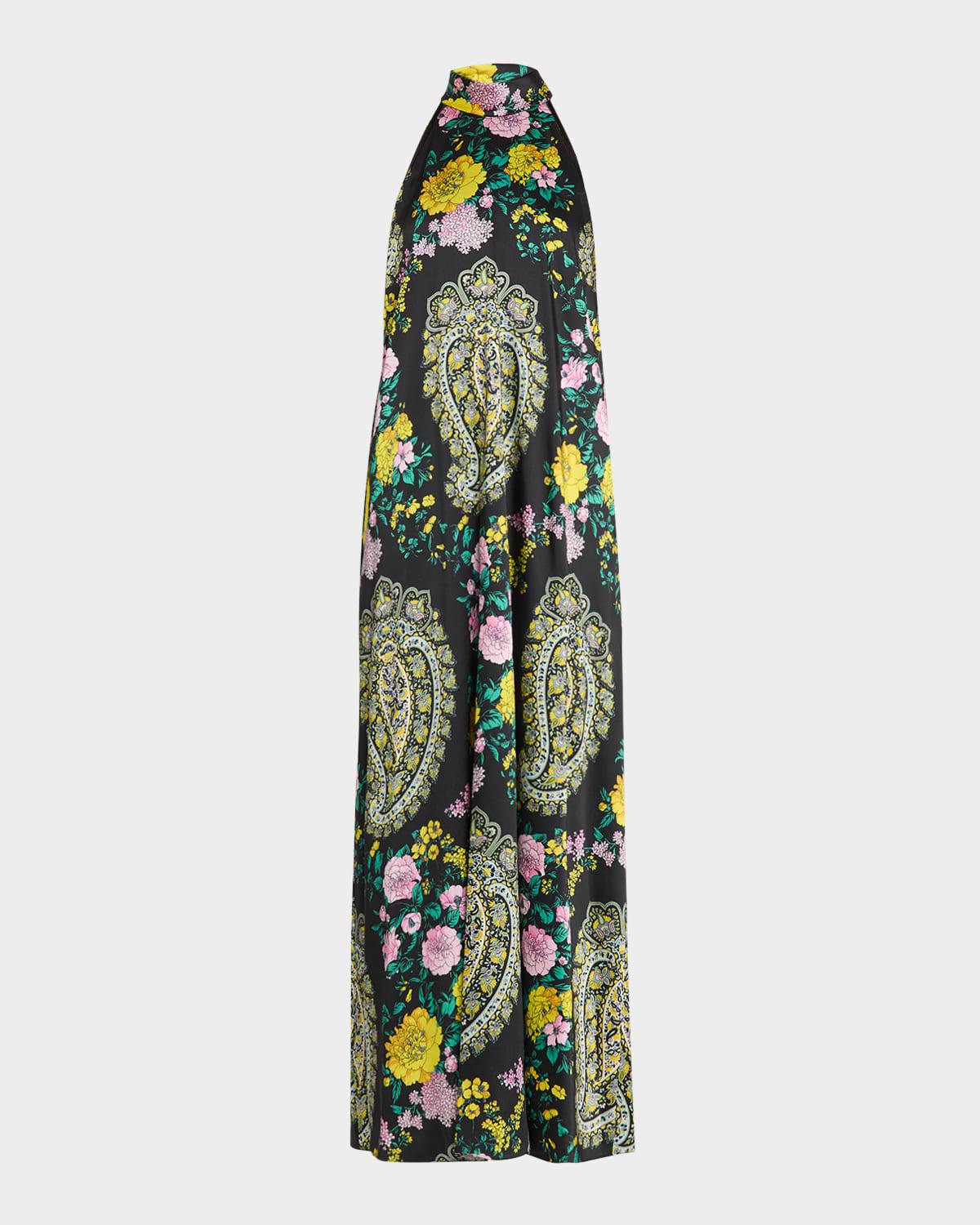 genesis neck-tie paisley maxi halter dress