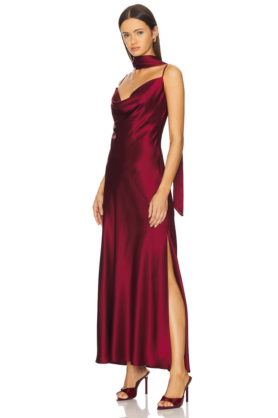 geneva sleeveless cowl neck gown with side slit