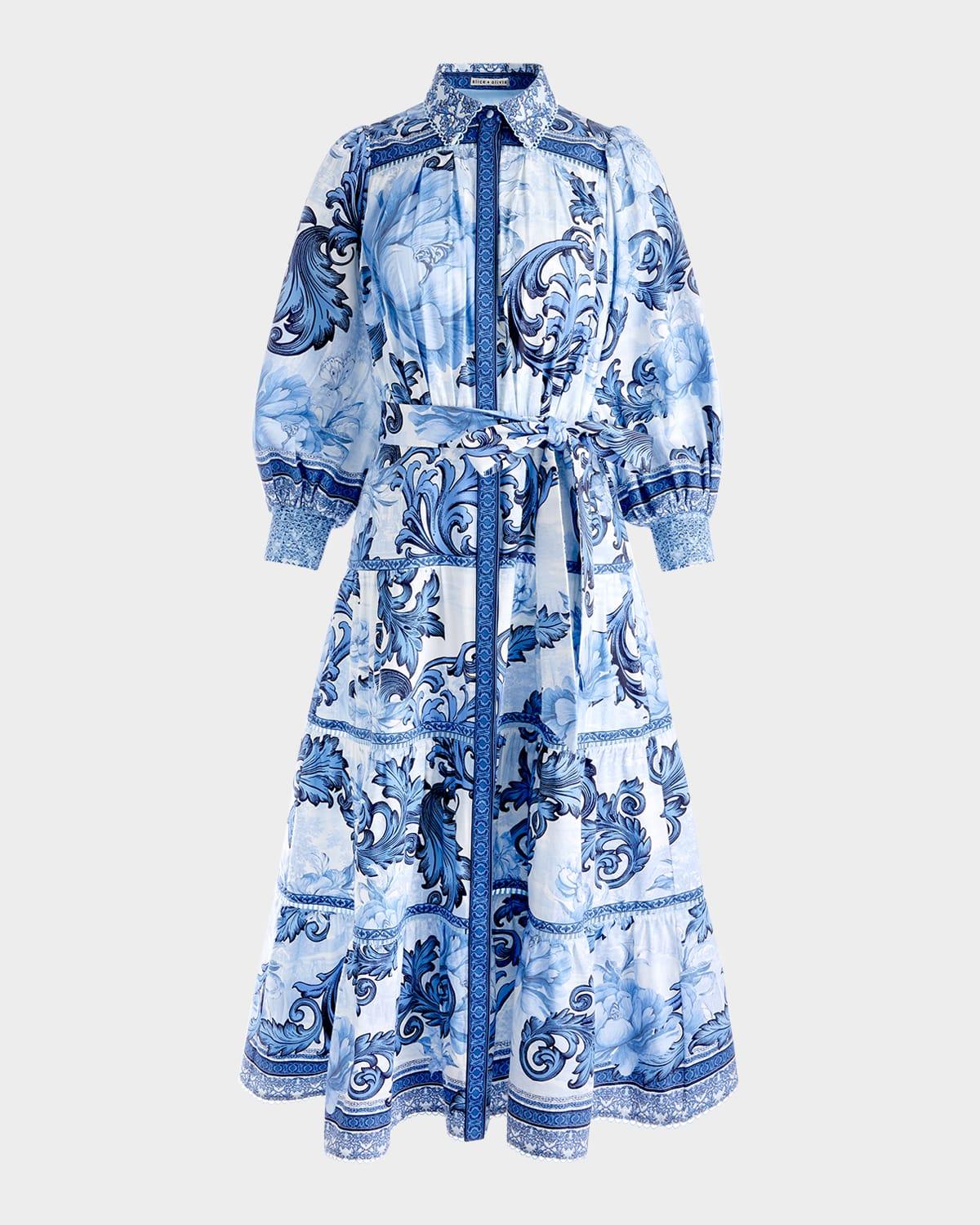 geneva tiered button-front midi dress