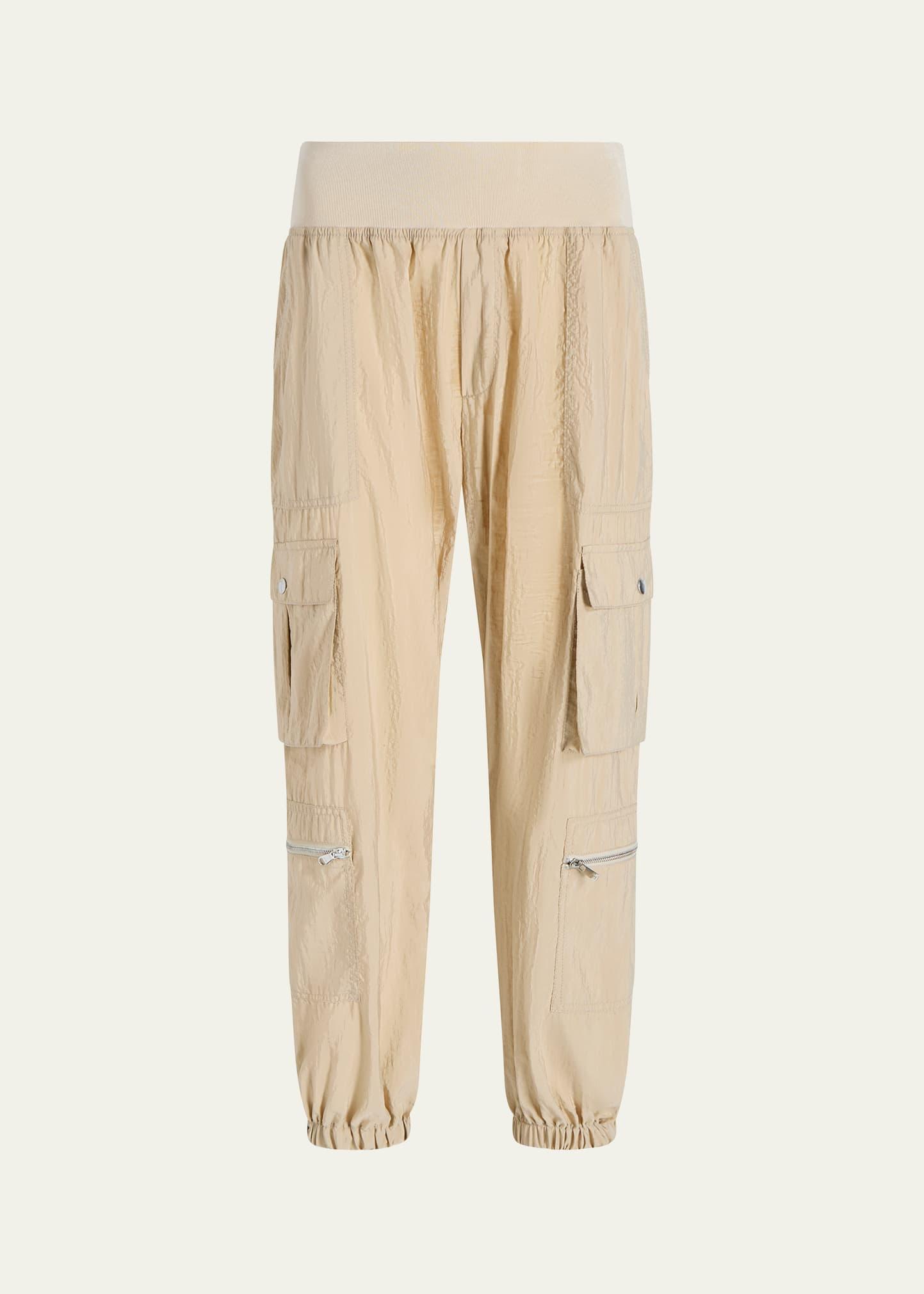 genevive satin cargo jogger pants