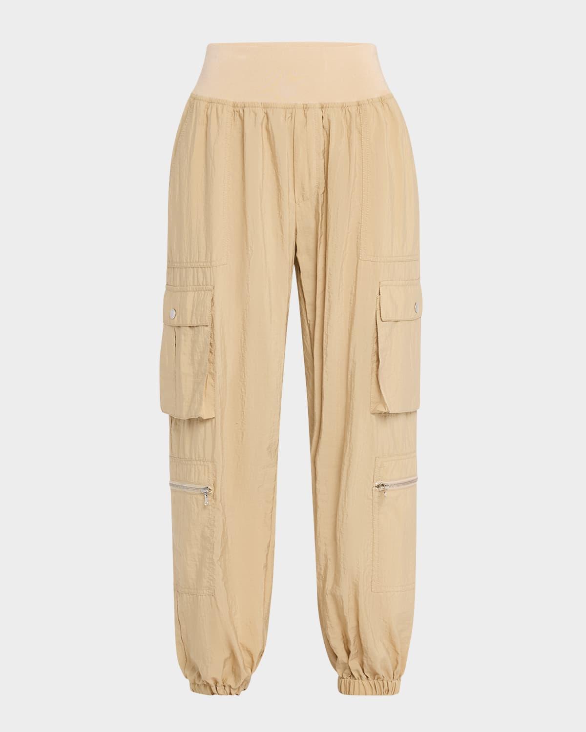 genevive satin cargo jogger pants