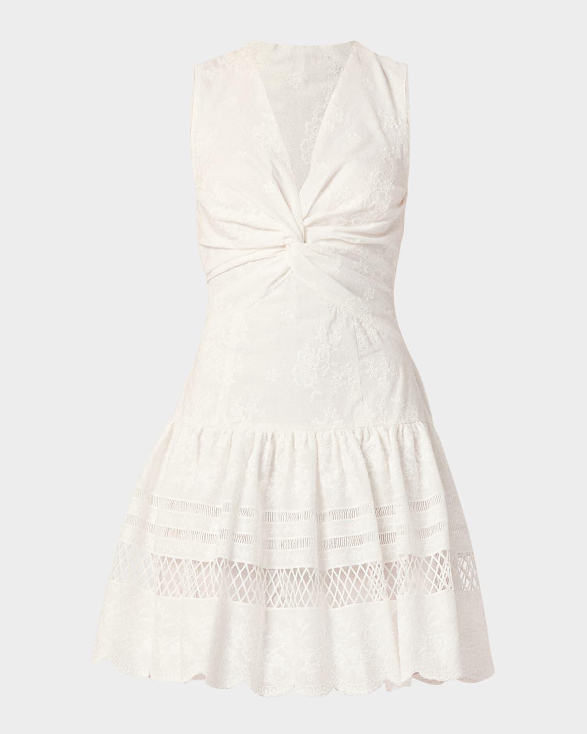 genivieve floral-embroidered flounce mini dress