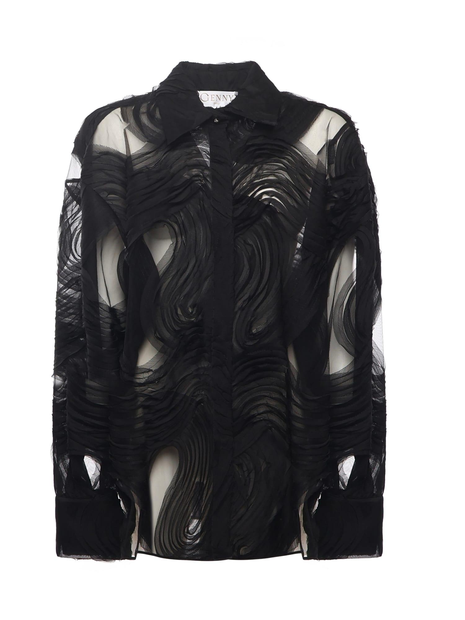 genny embroidered tulle shirt