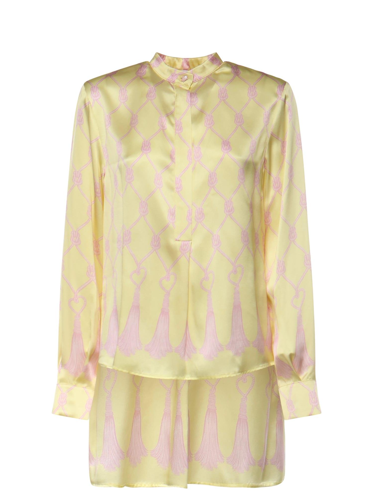 genny silk shirt with tassel print