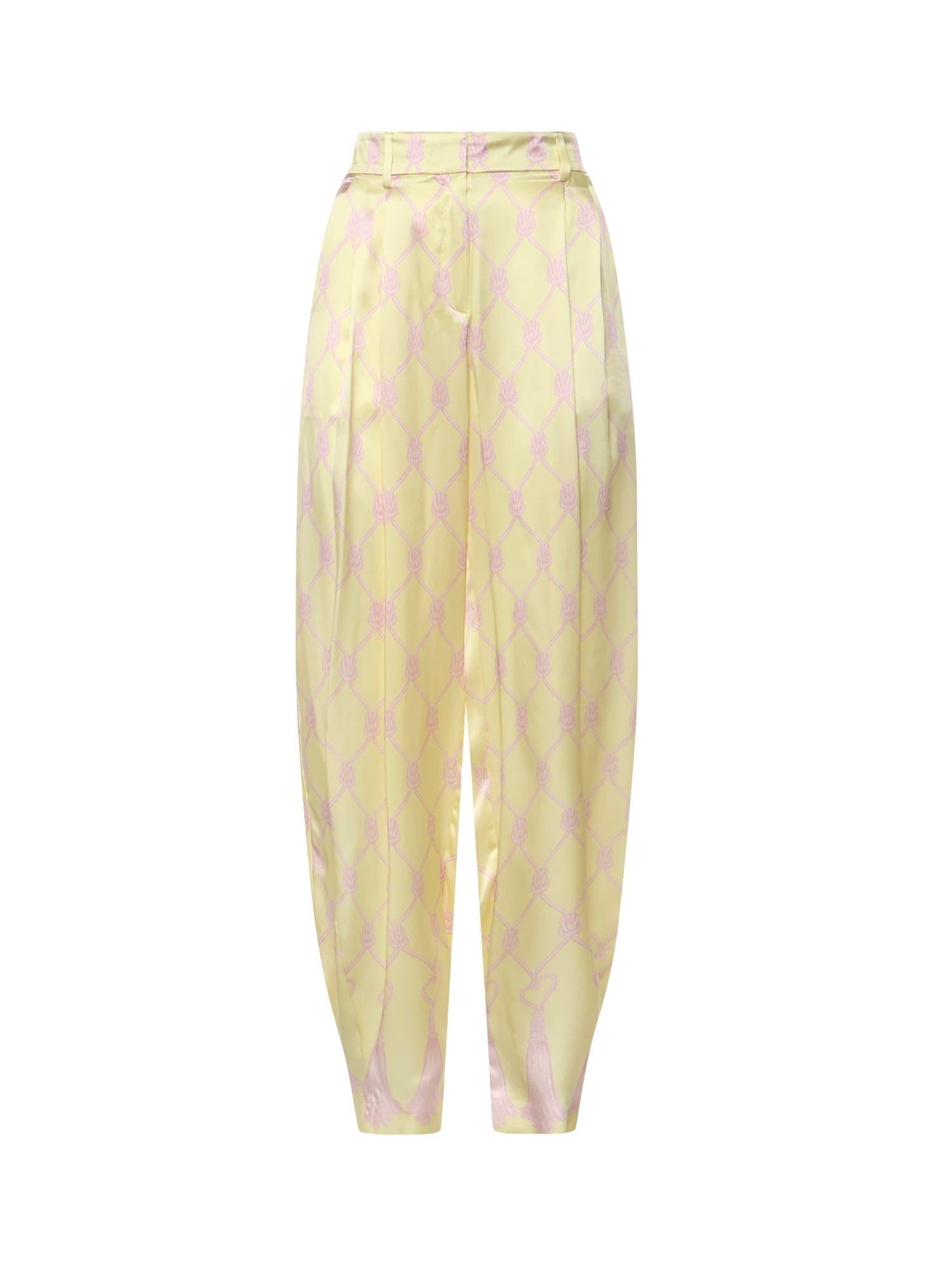 genny silk trousers with tassel print