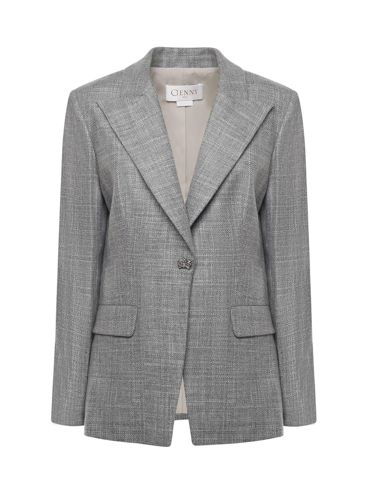 genny tailored single-breasted flannel jacket