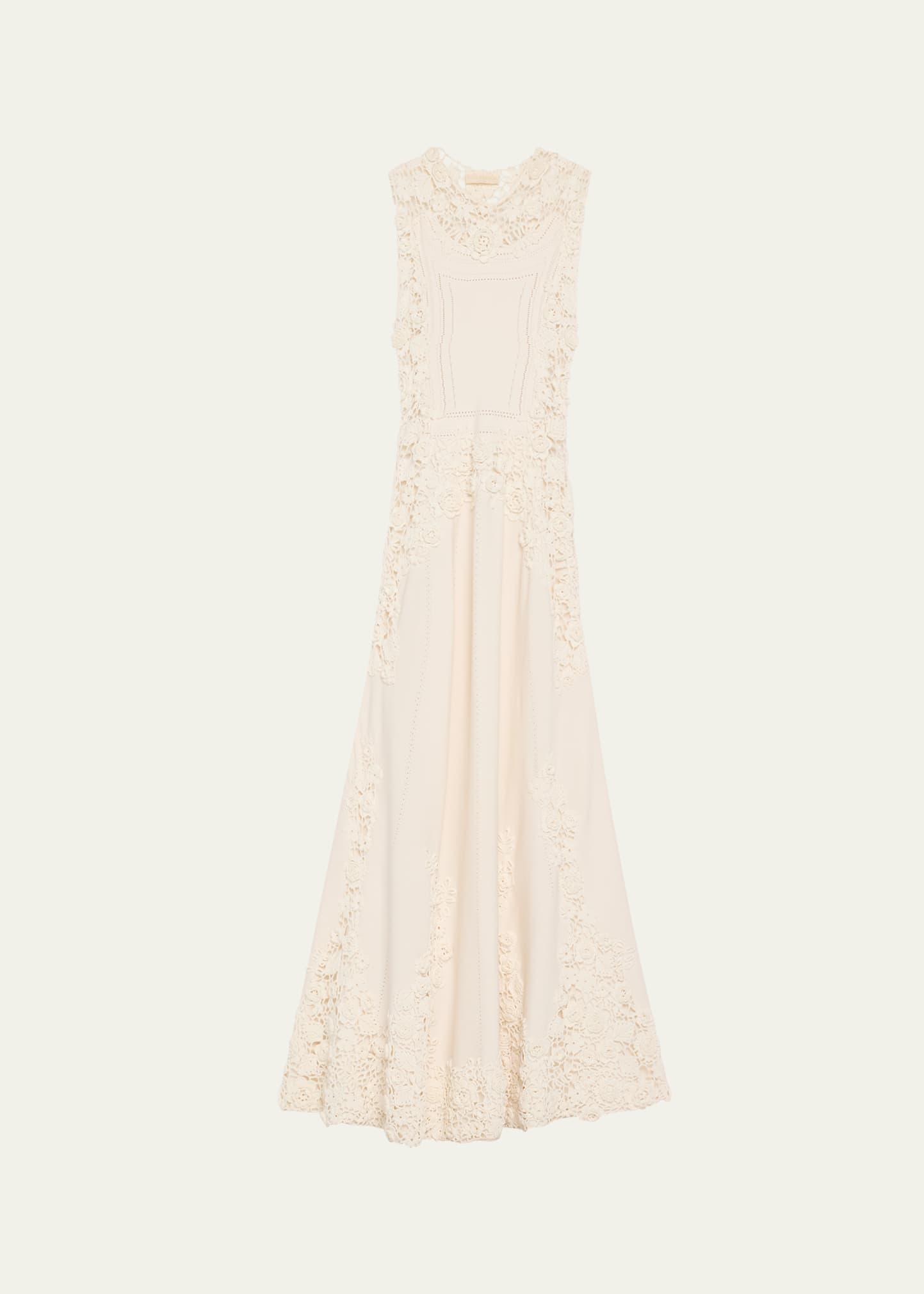 genoveva crochet floral knit sleeveless maxi dress