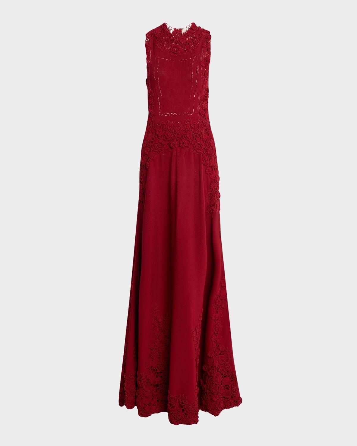 genoveva crochet floral knit sleeveless maxi dress