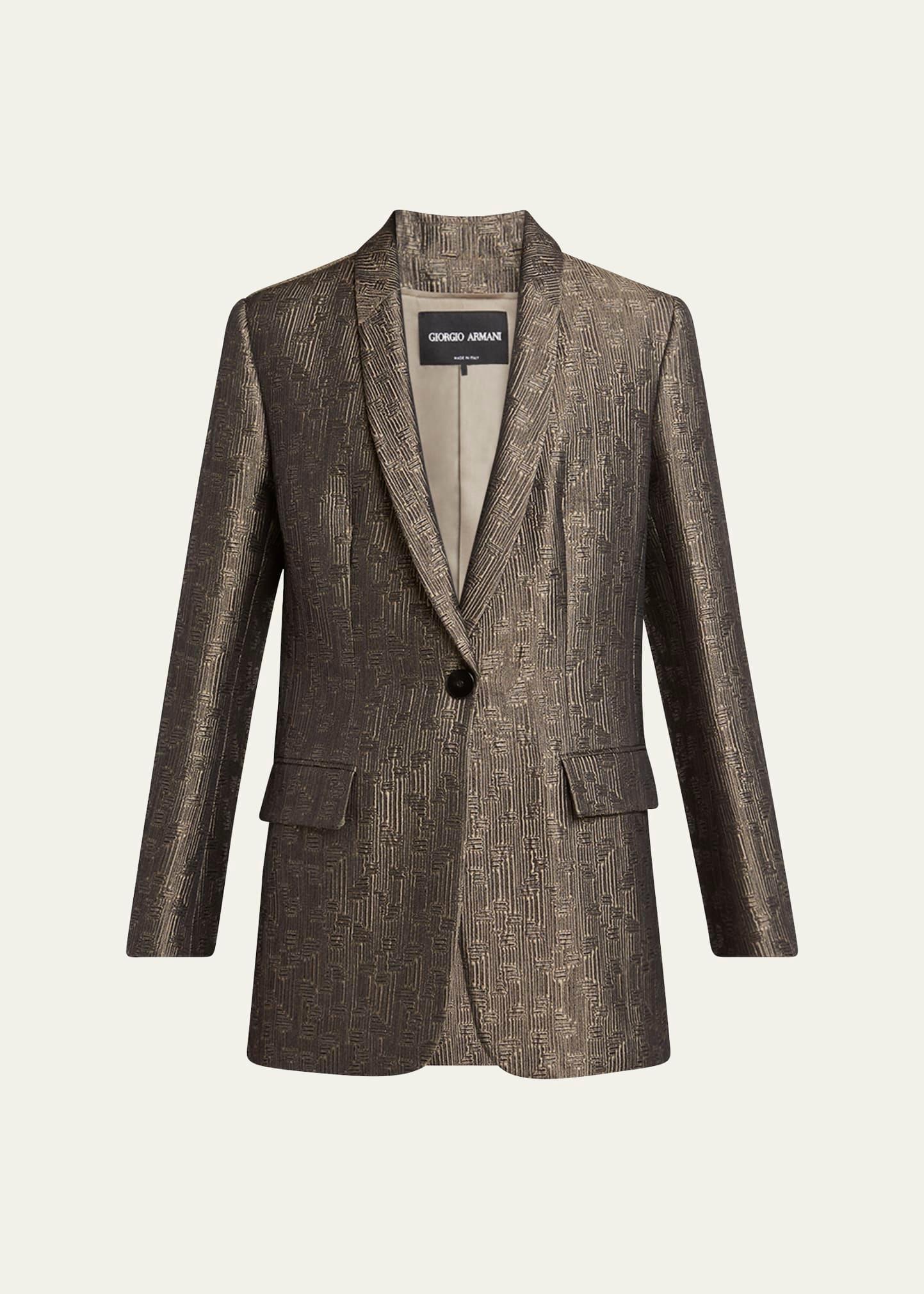 geo silk jacquard single-breasted blazer