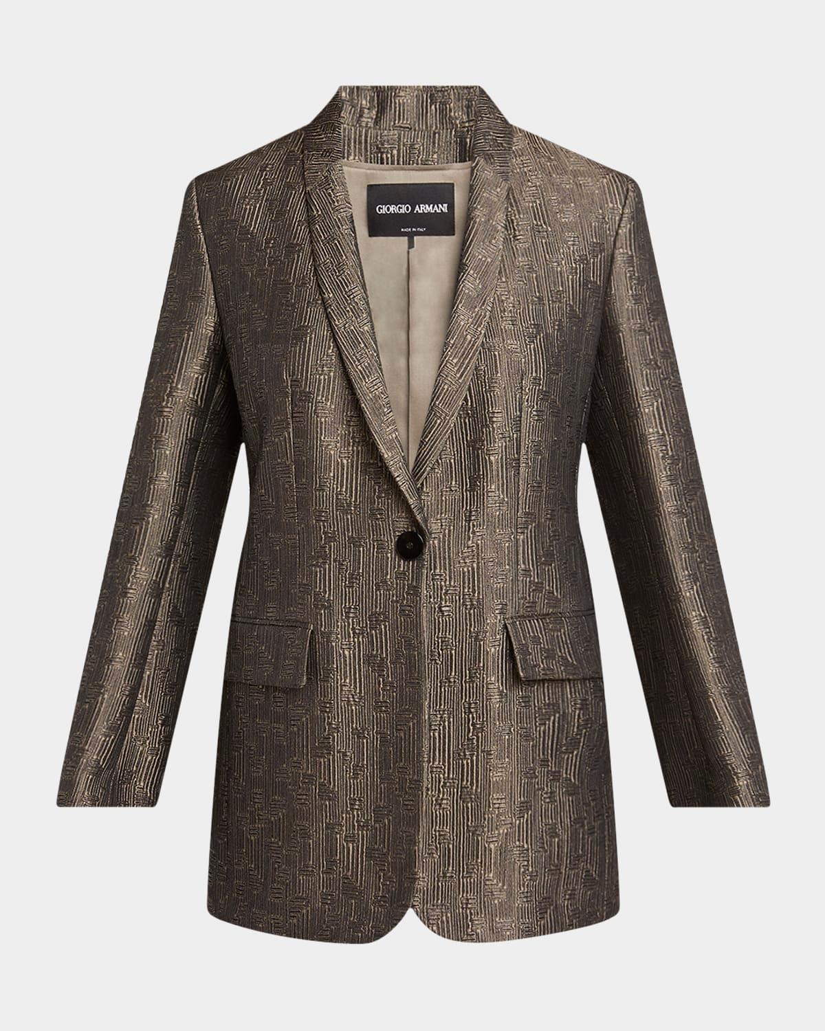 geo silk jacquard single-breasted blazer