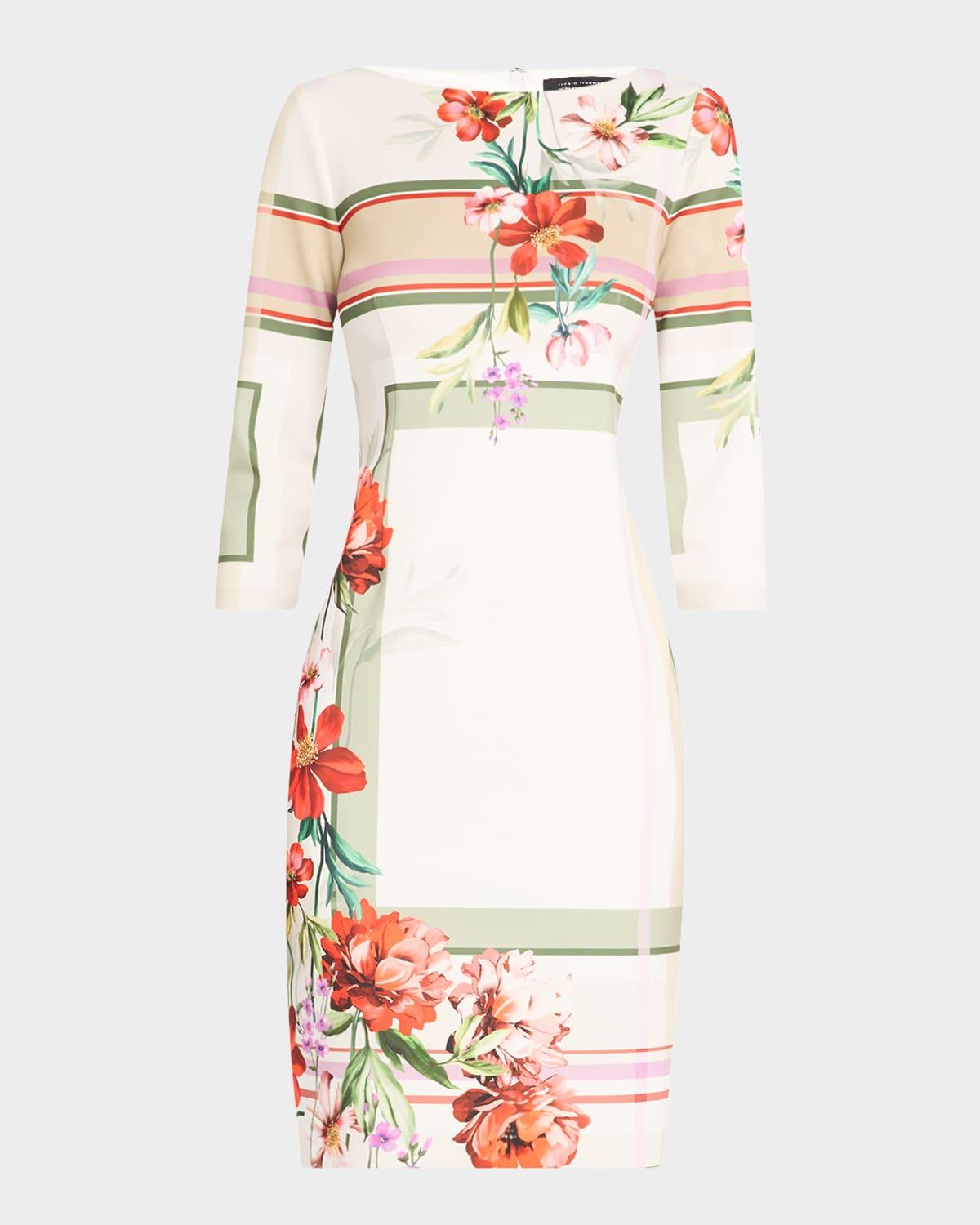geometric & floral-print scuba dress