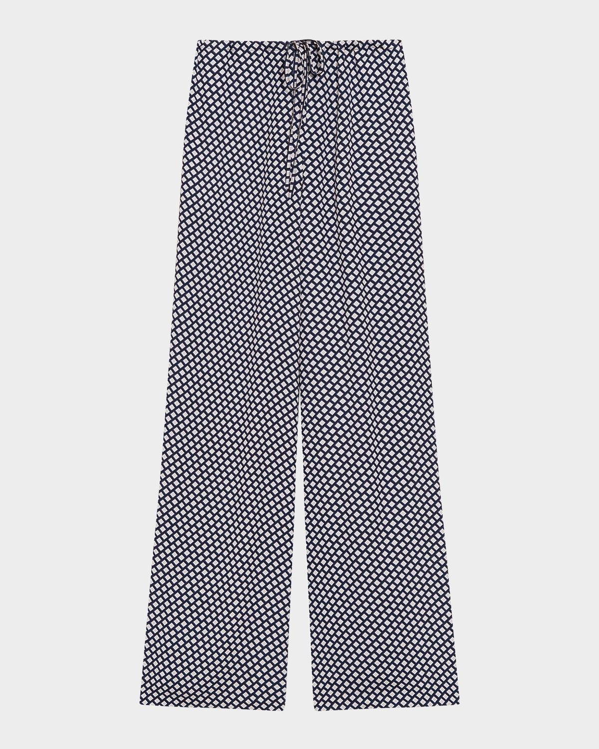 geometric drawstring pull-on pants