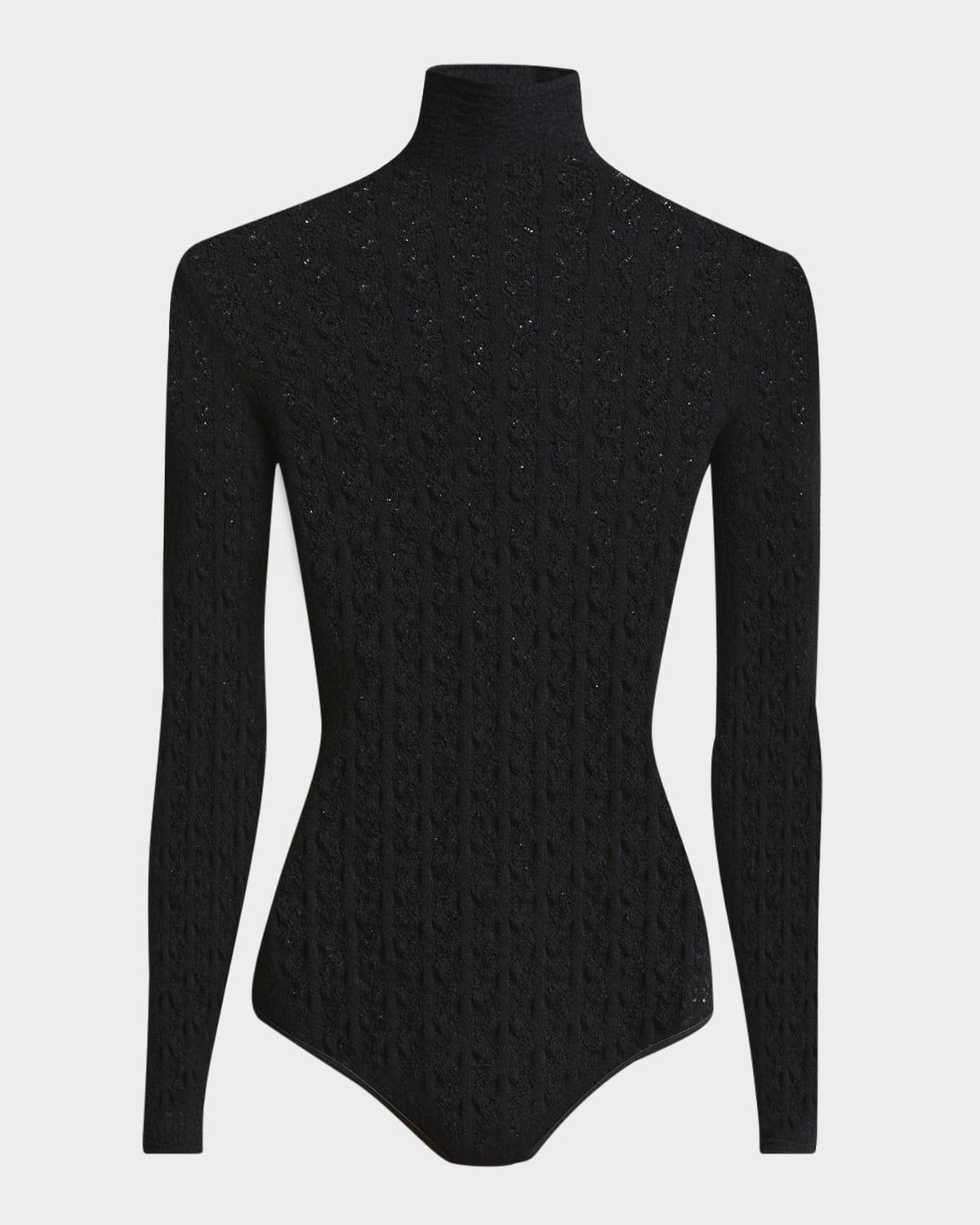 geometric lace high-neck bodysuit