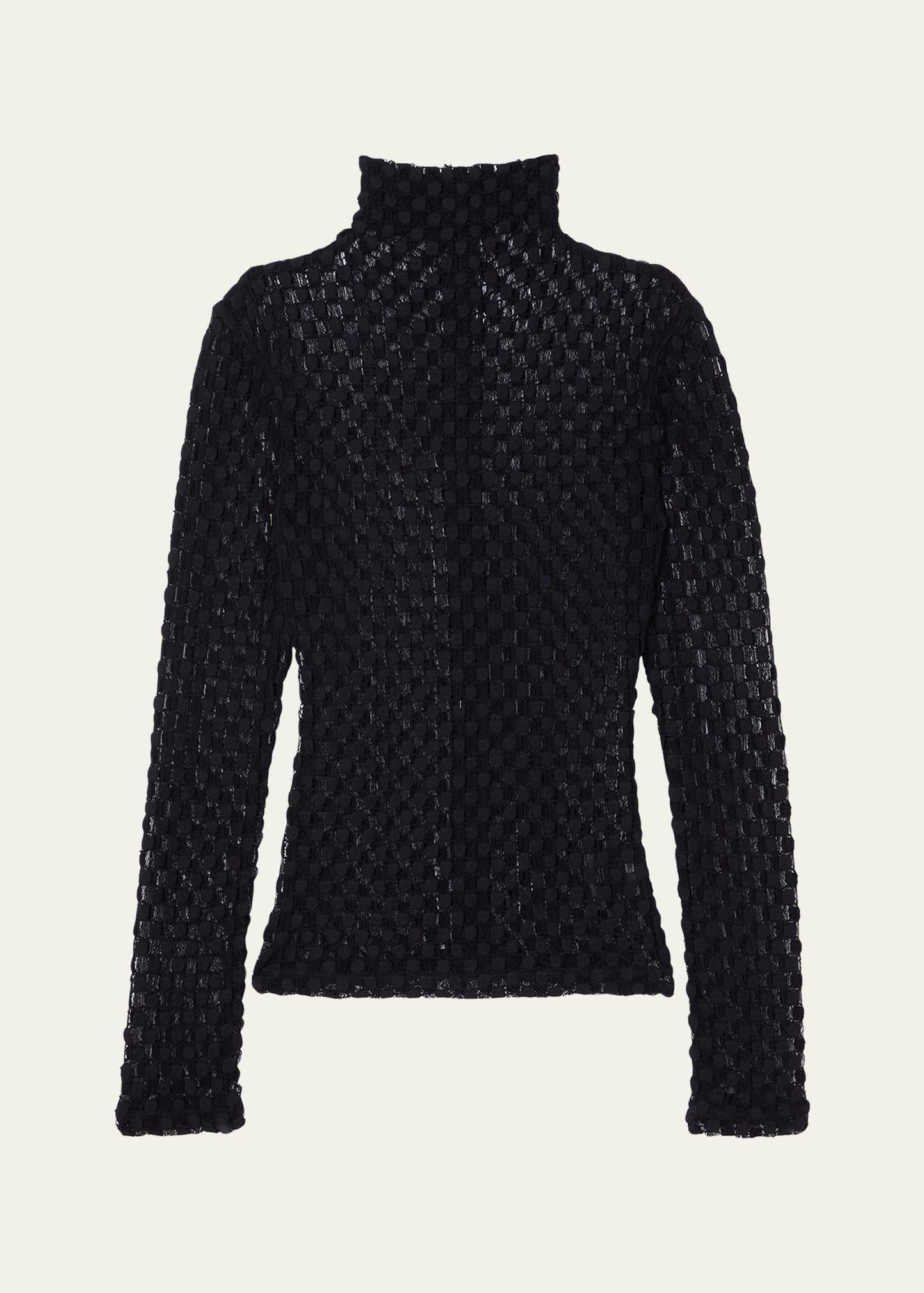geometric lace turtleneck top
