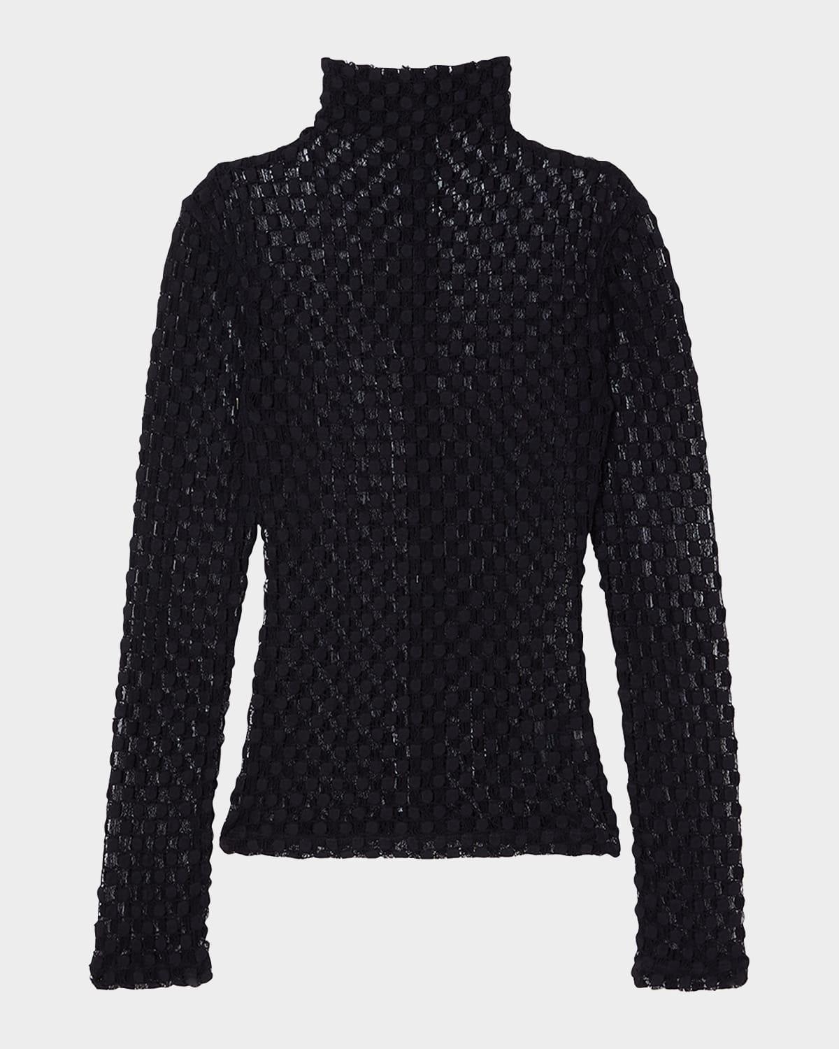 geometric lace turtleneck top