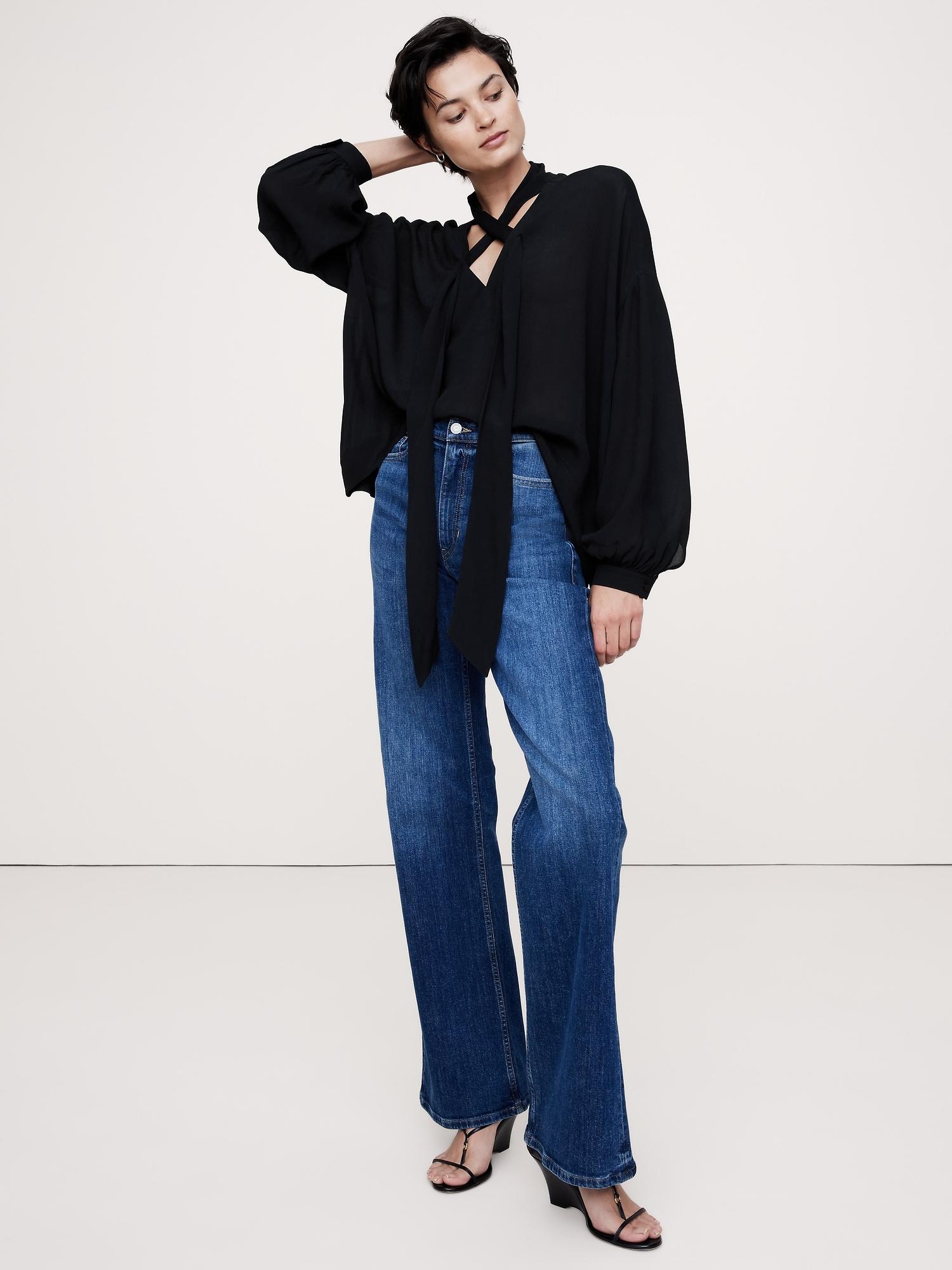 georgette cross-tie trapeze top