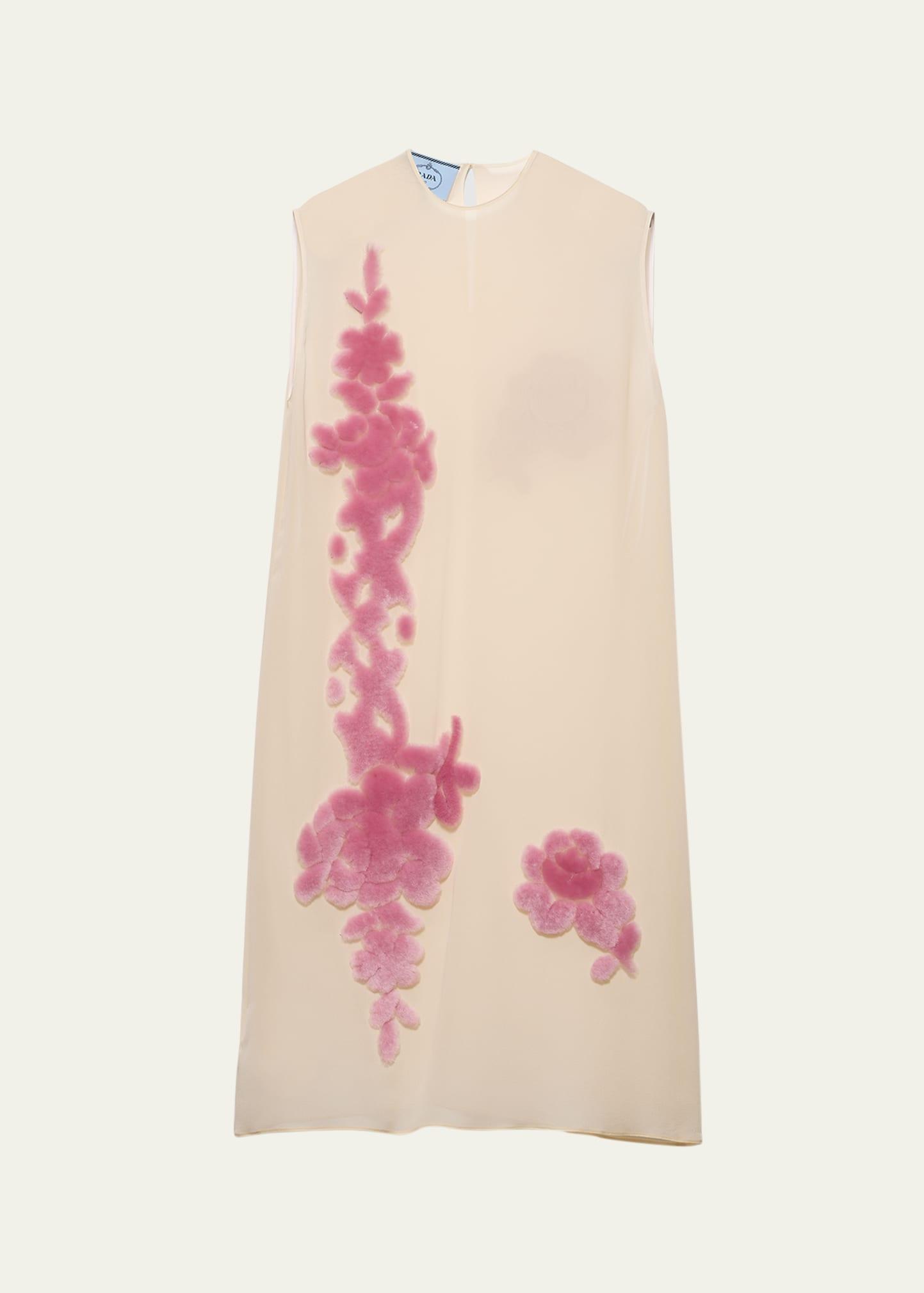 georgette shearling midi dress