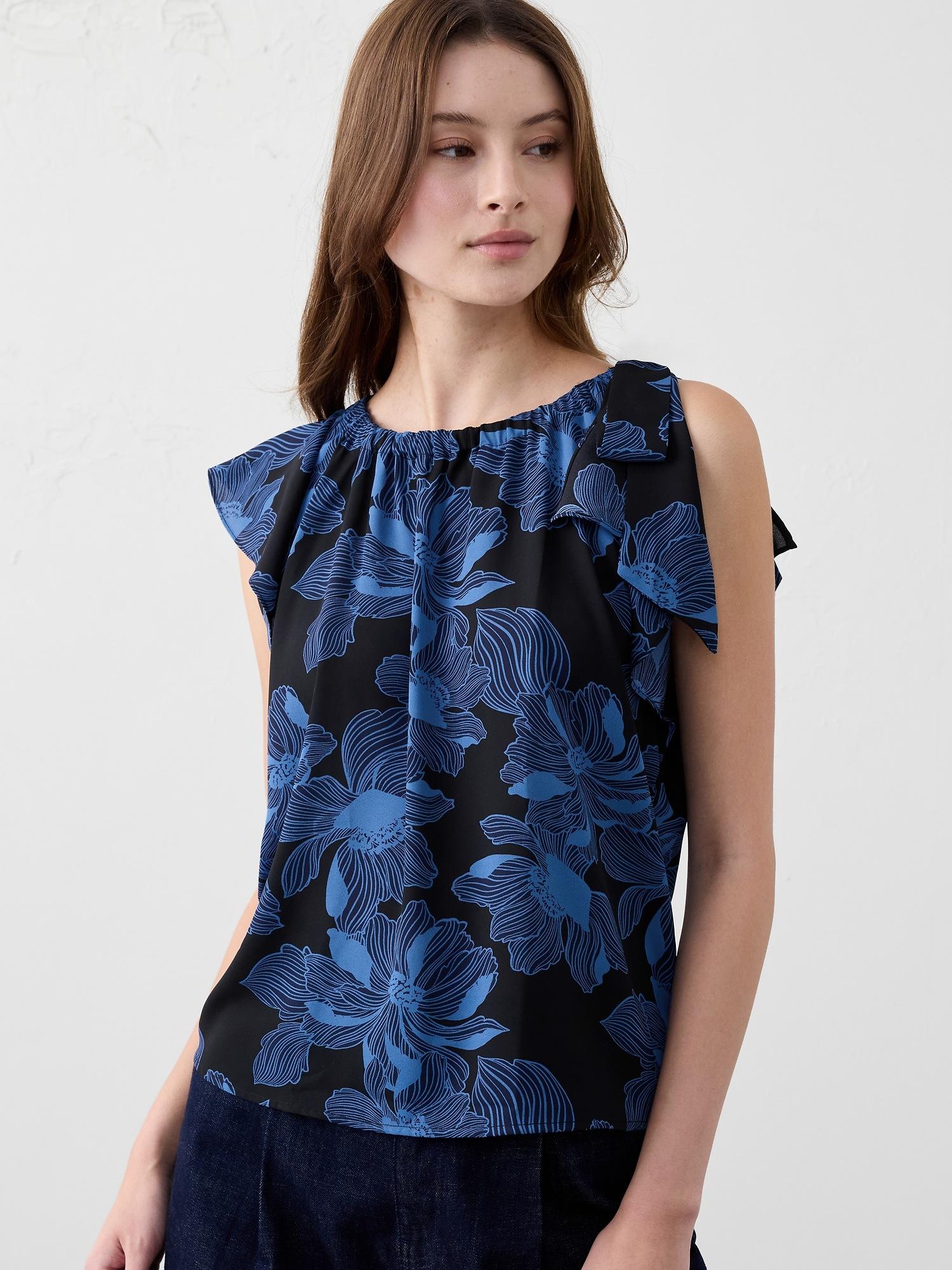 georgette tied-shoulder top