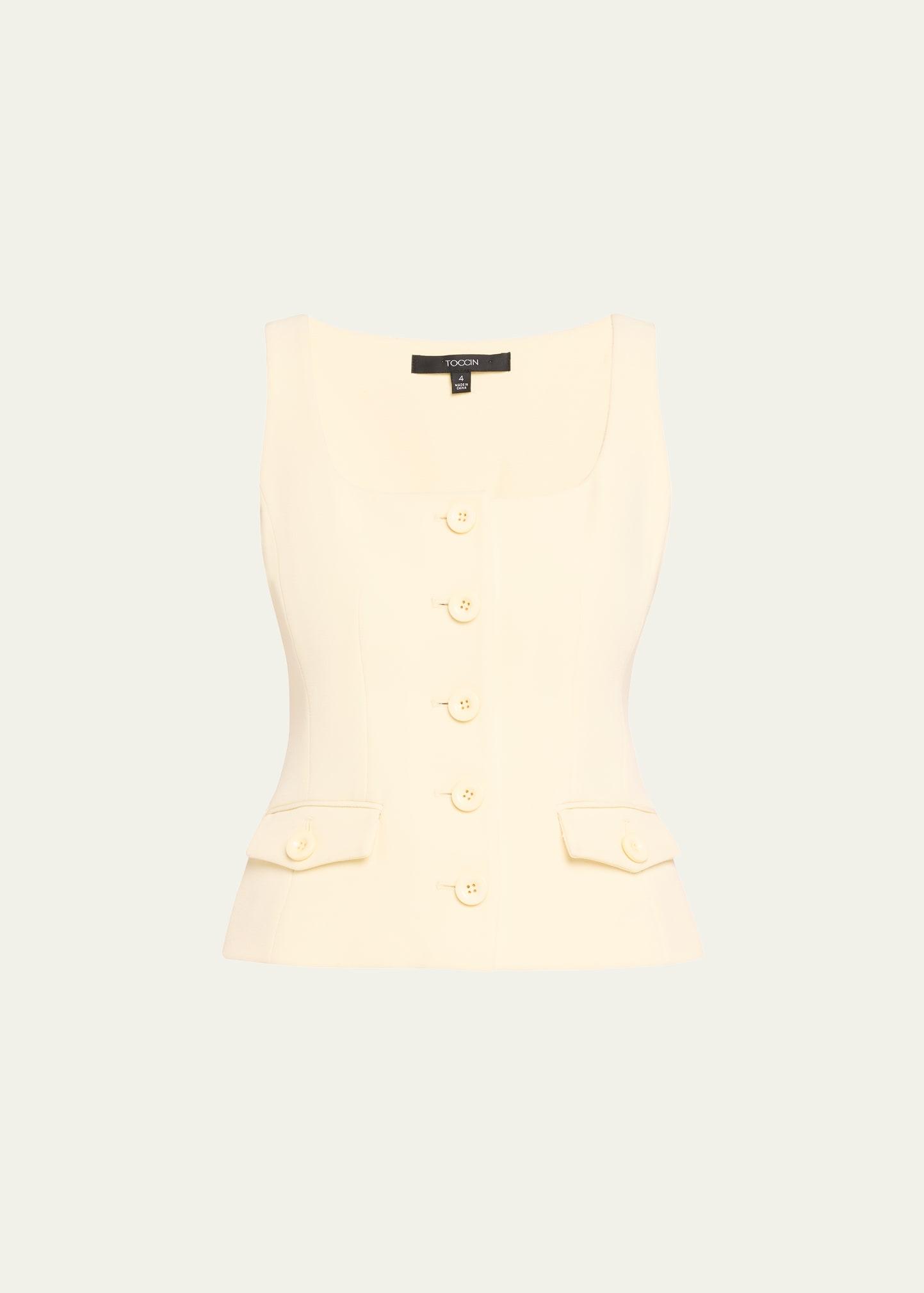 georgia scoop-neck button-front top