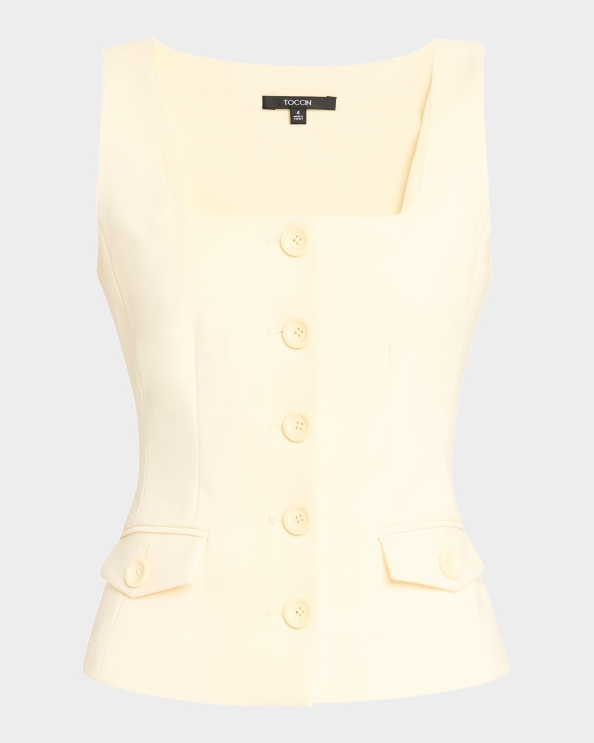 georgia scoop-neck button-front top