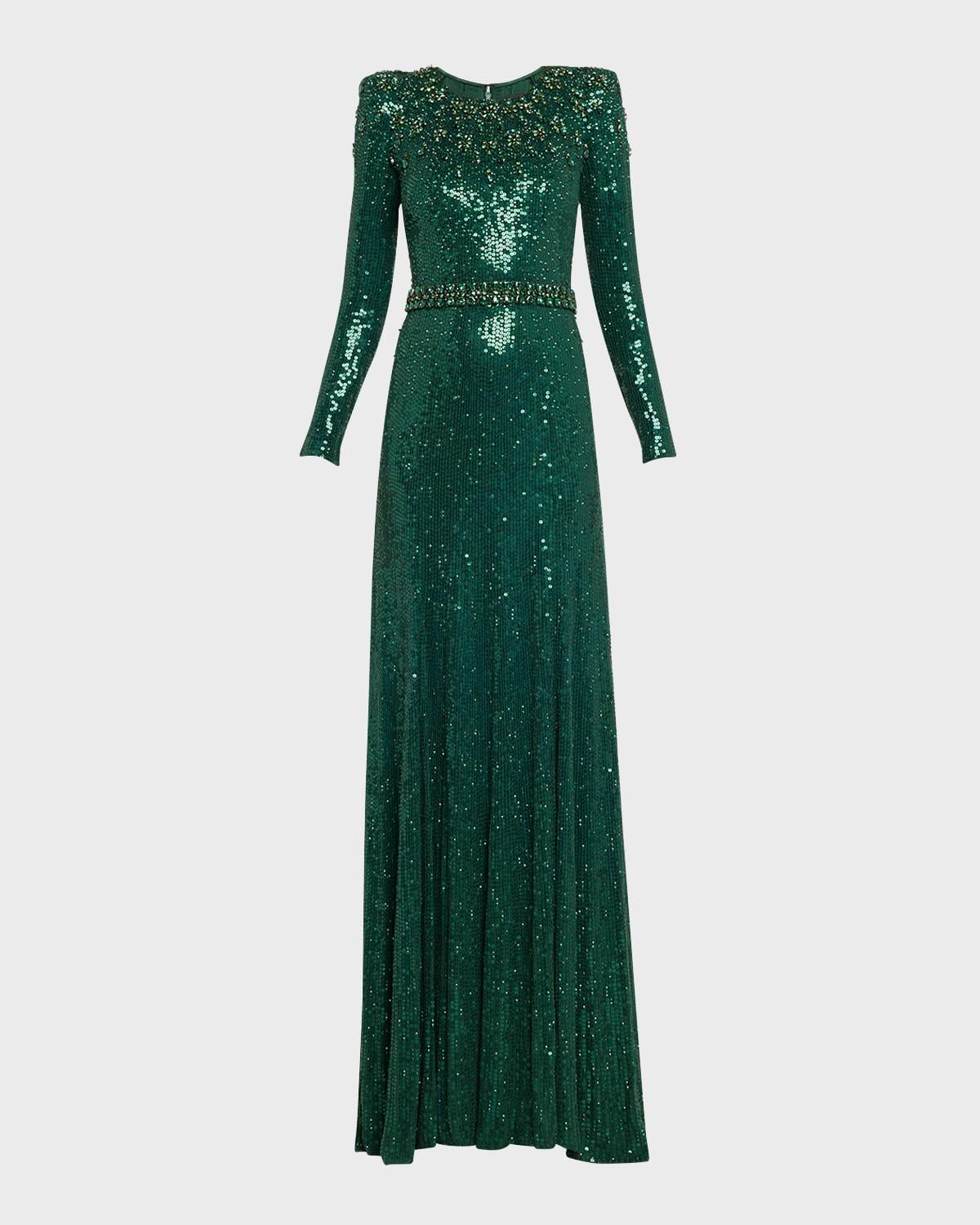 georgia sequin gown with crystal embellishments