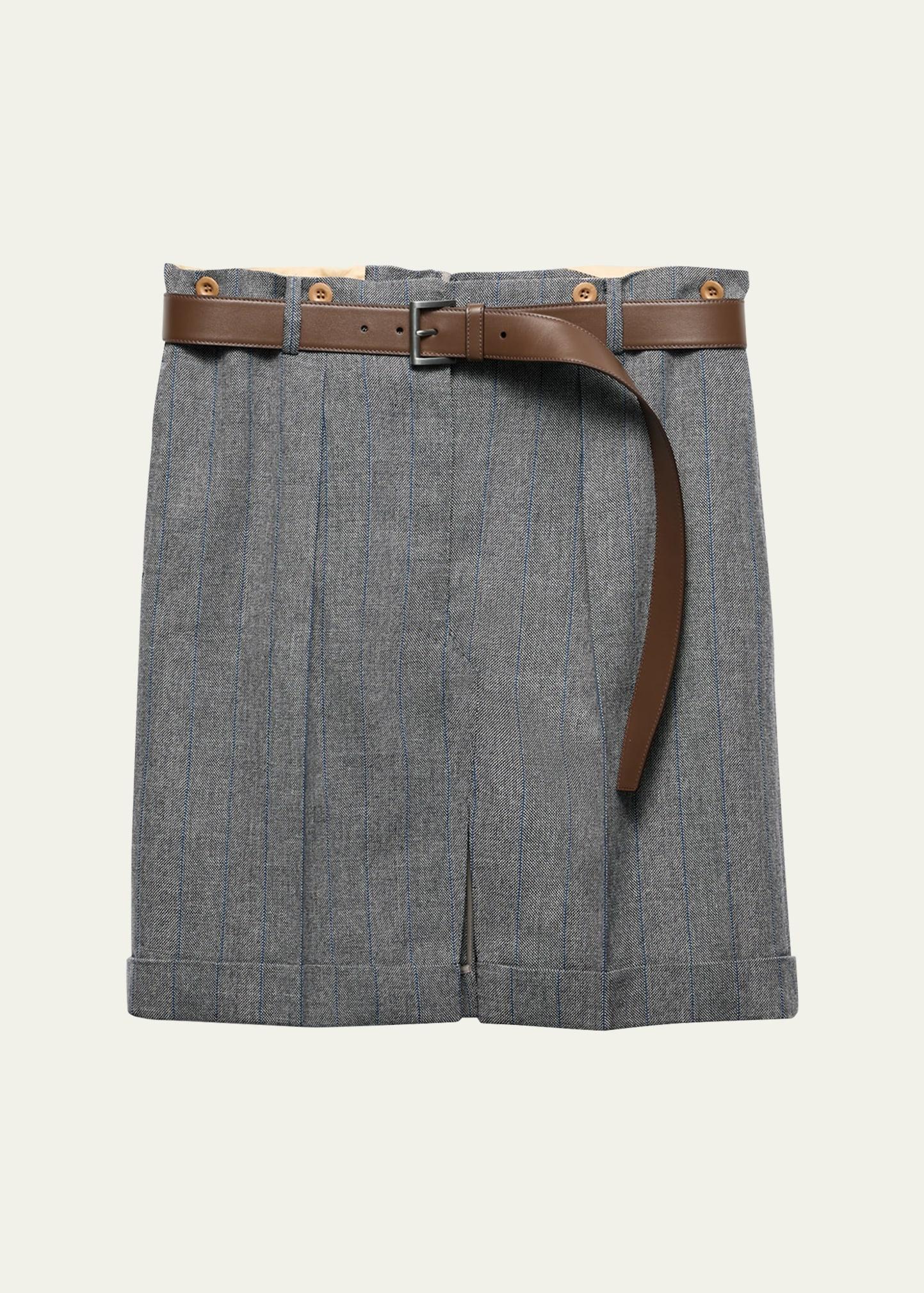 gessato belted paperbag skirt